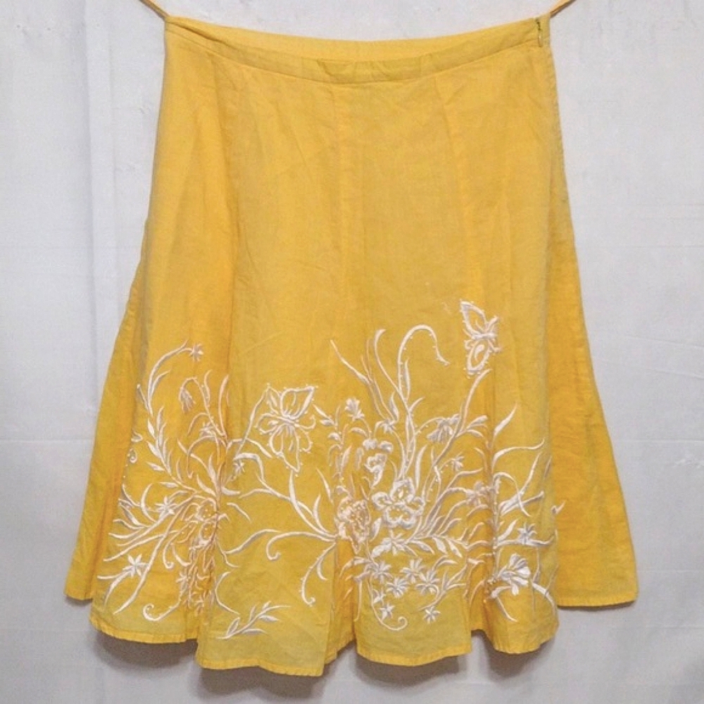 Lillie Rubin Floral Embroidered Cotton A-Line Skirt Size 4 Romantic Cottagecore - Picture 8 of 13